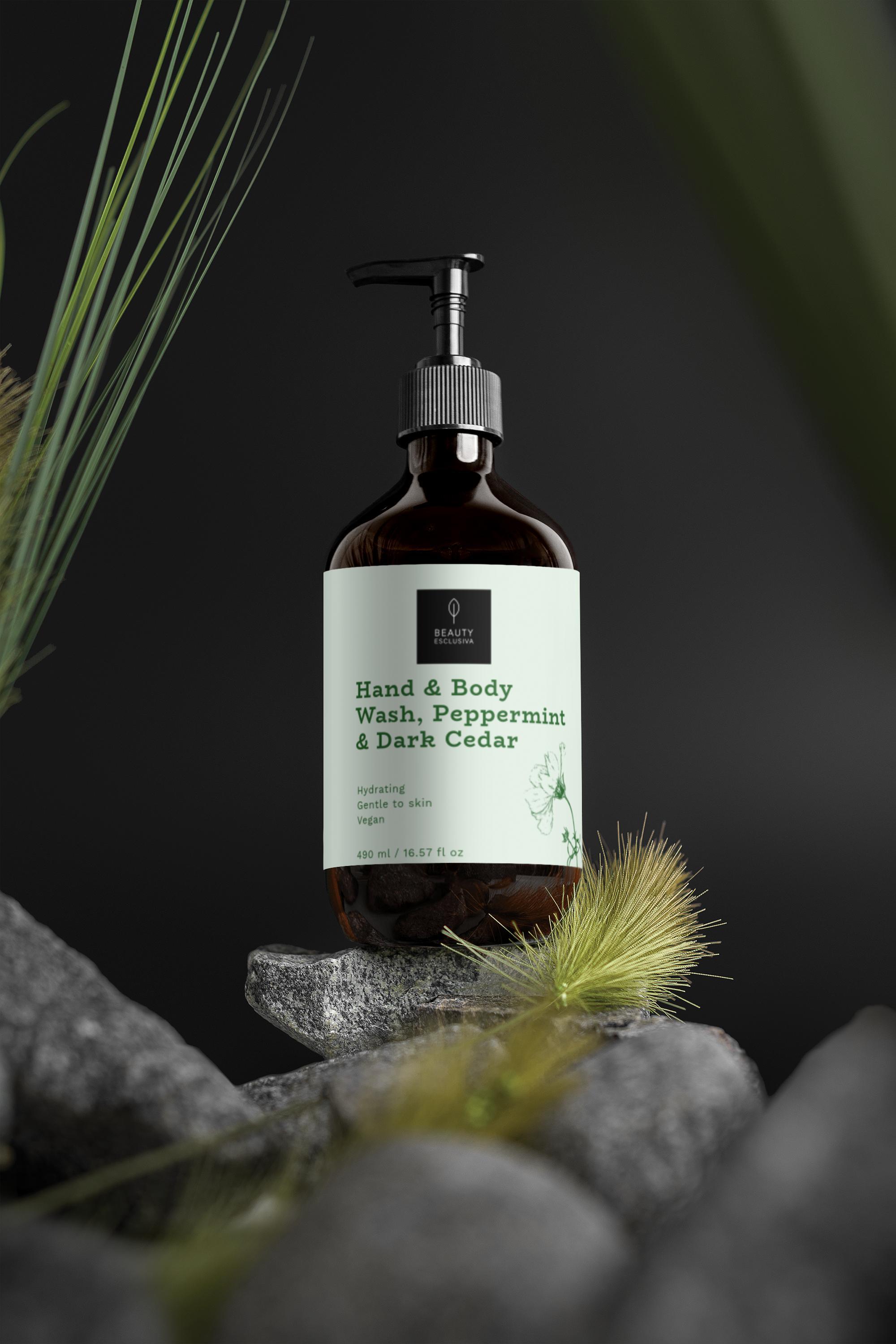 Hand & Body Wash, Peppermint & Dark Cedar | 490 ml