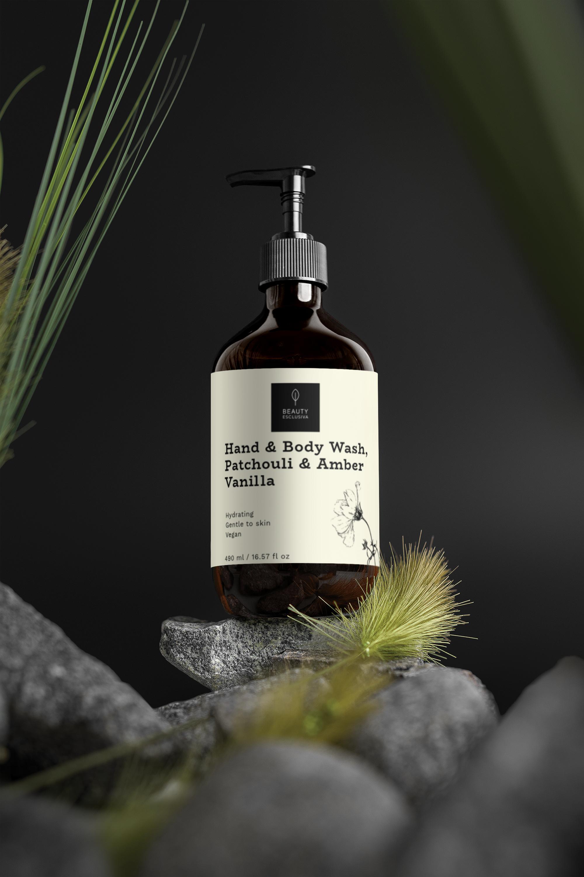 Hand & Body Wash, Patchouli & Amber Vanilla | 490 ml