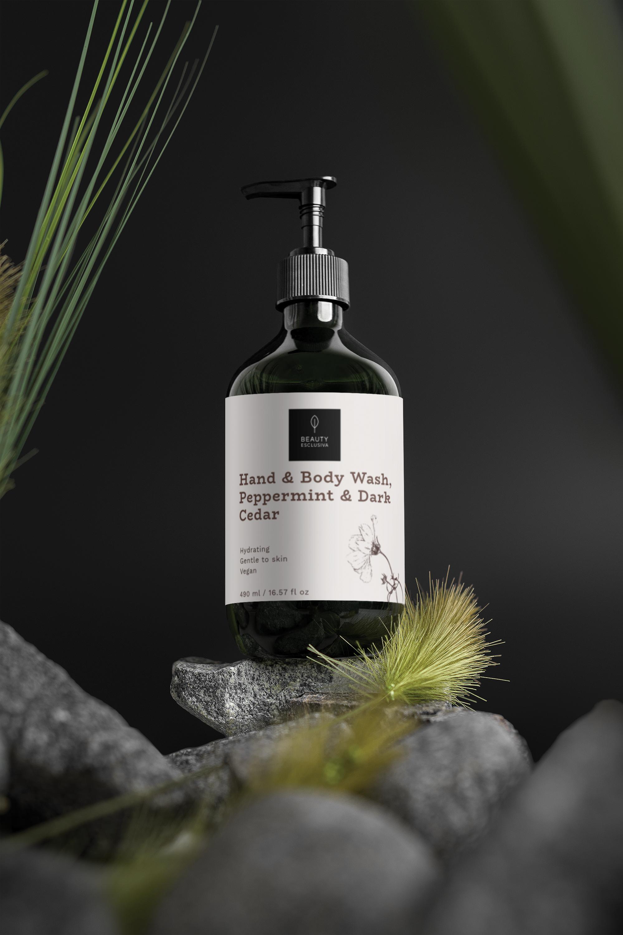 Hand & Body Wash, PEPPERMINT & DARK CEDAR | 490 ml